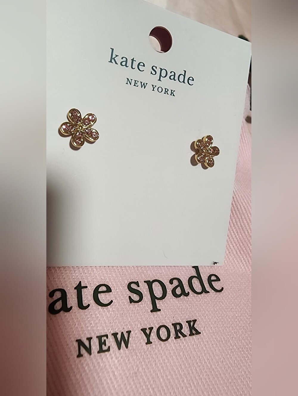 kate spade Gold Floral Stud Earrings W PINK  GLEAMING GARDEN